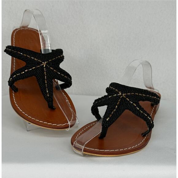 Kristens Kloset Shoes - Kristens Kloset Beaded Starfish Thong Slide Beach Vacation Sandals Black 9
